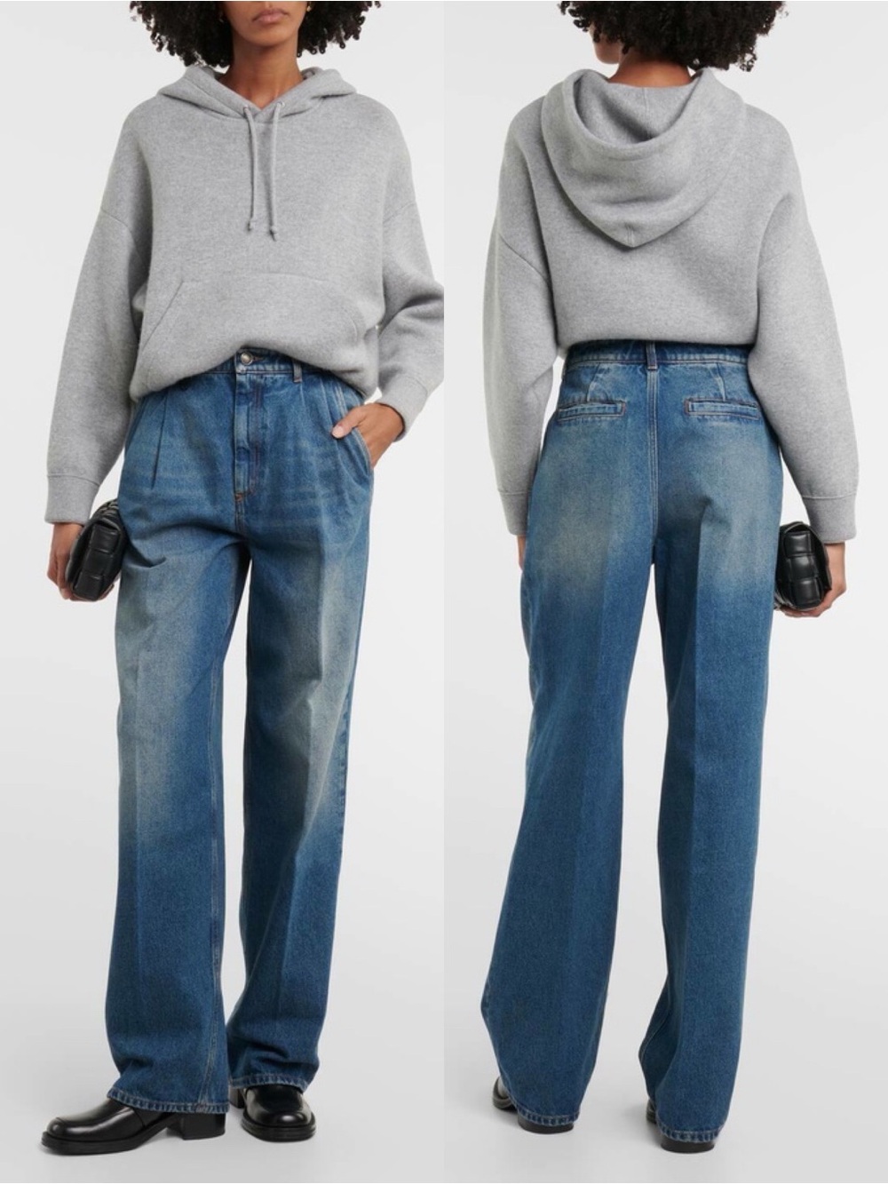 Sportmax | Rampur Low Rise Pleated Wide Leg Jeans in Scuro Vintage US 8